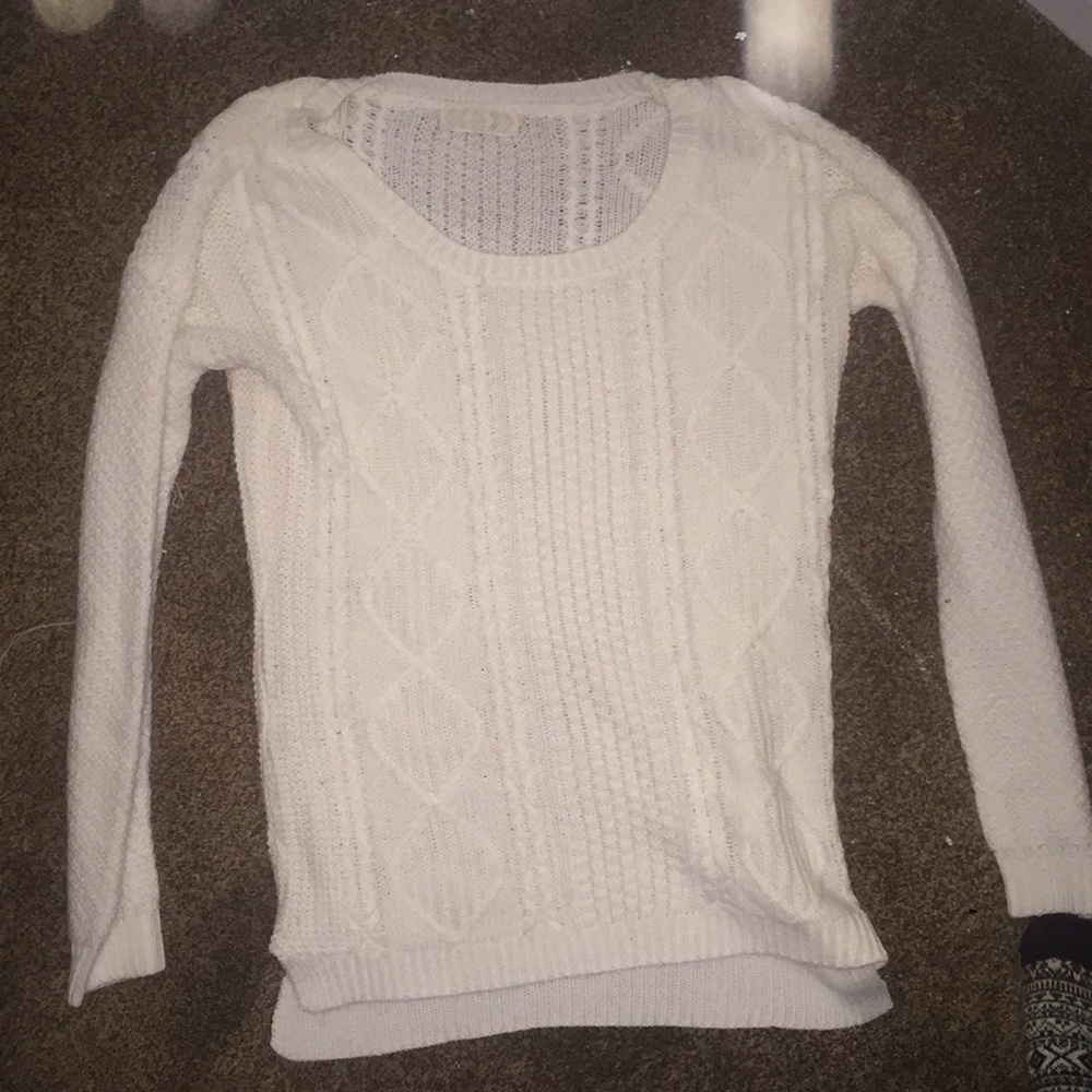 white sweater